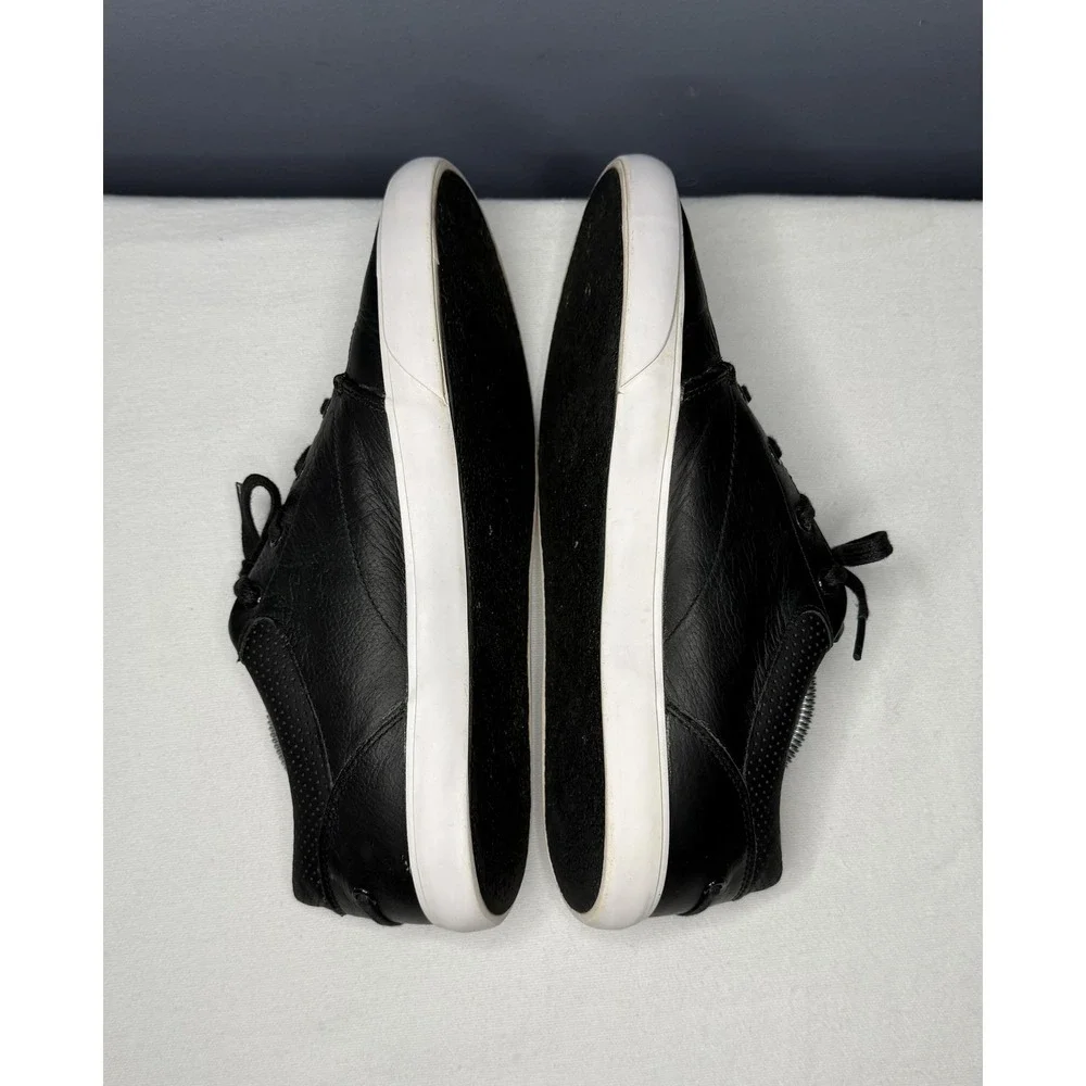 Lacoste Shoes Mens 9 Black Bayliss Vulc PRM Leather Boat Casual Sneakers Preppy